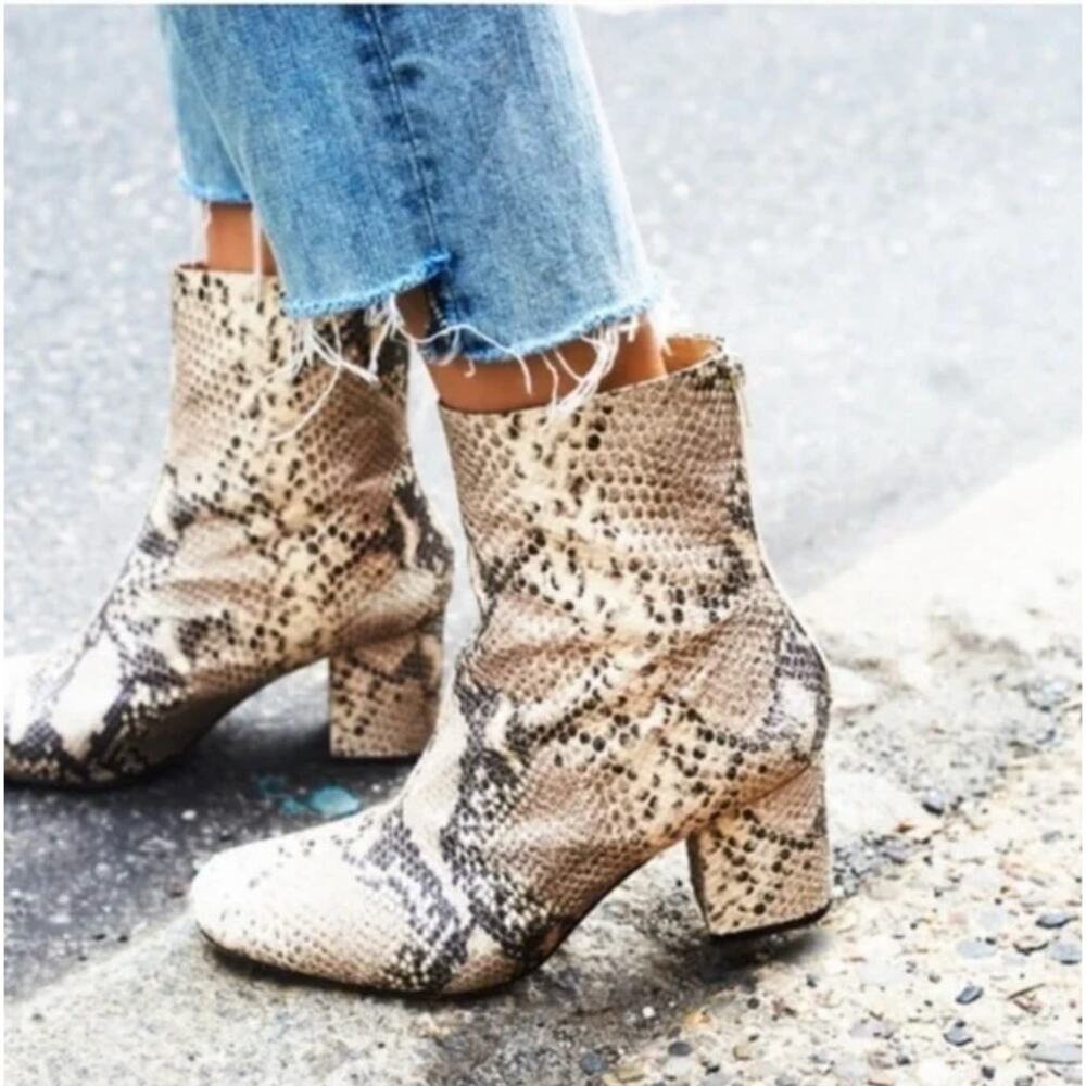 Free People Snake Print Ankle Boots